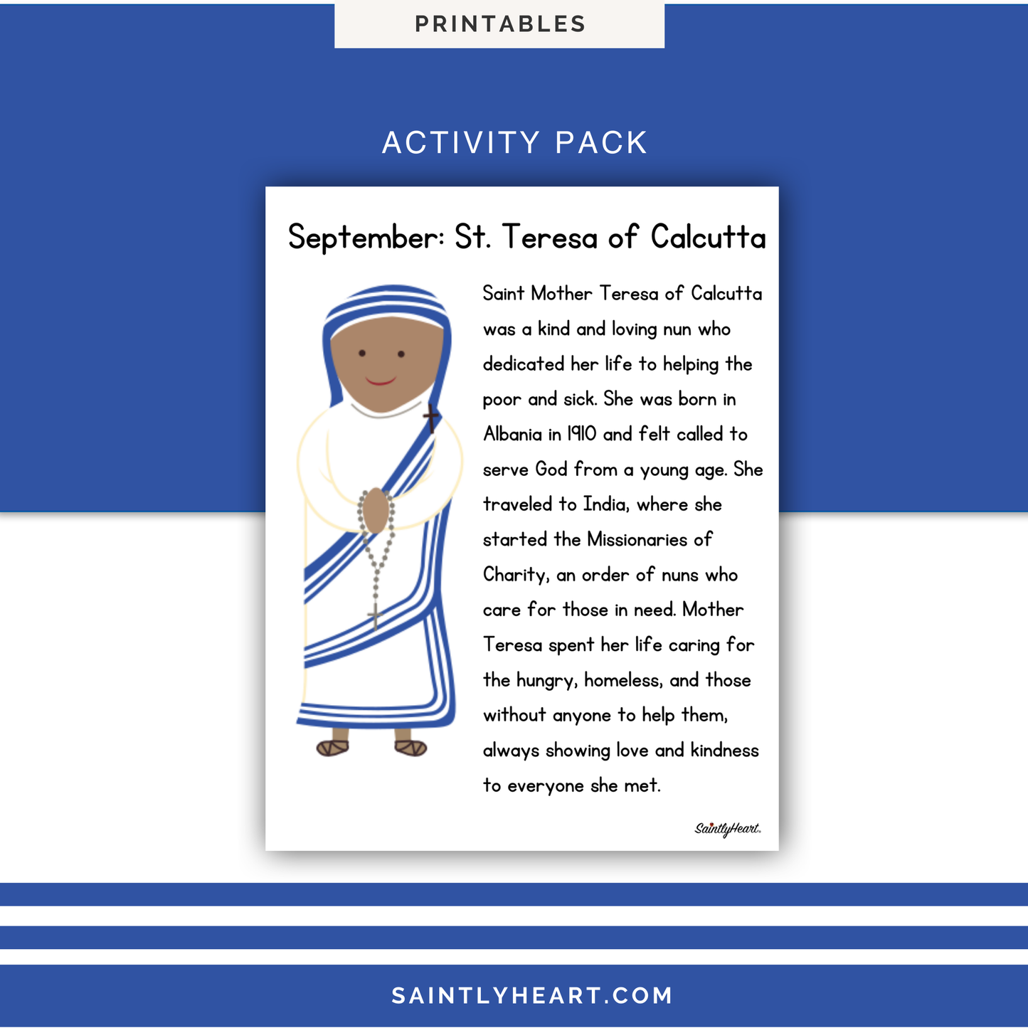 Free Printable: St. Mother Teresa of Calcutta Activity Bundle